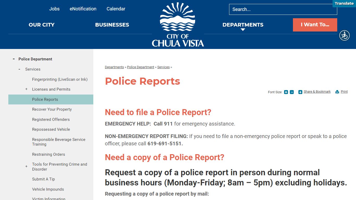 Police Reports | City of Chula Vista